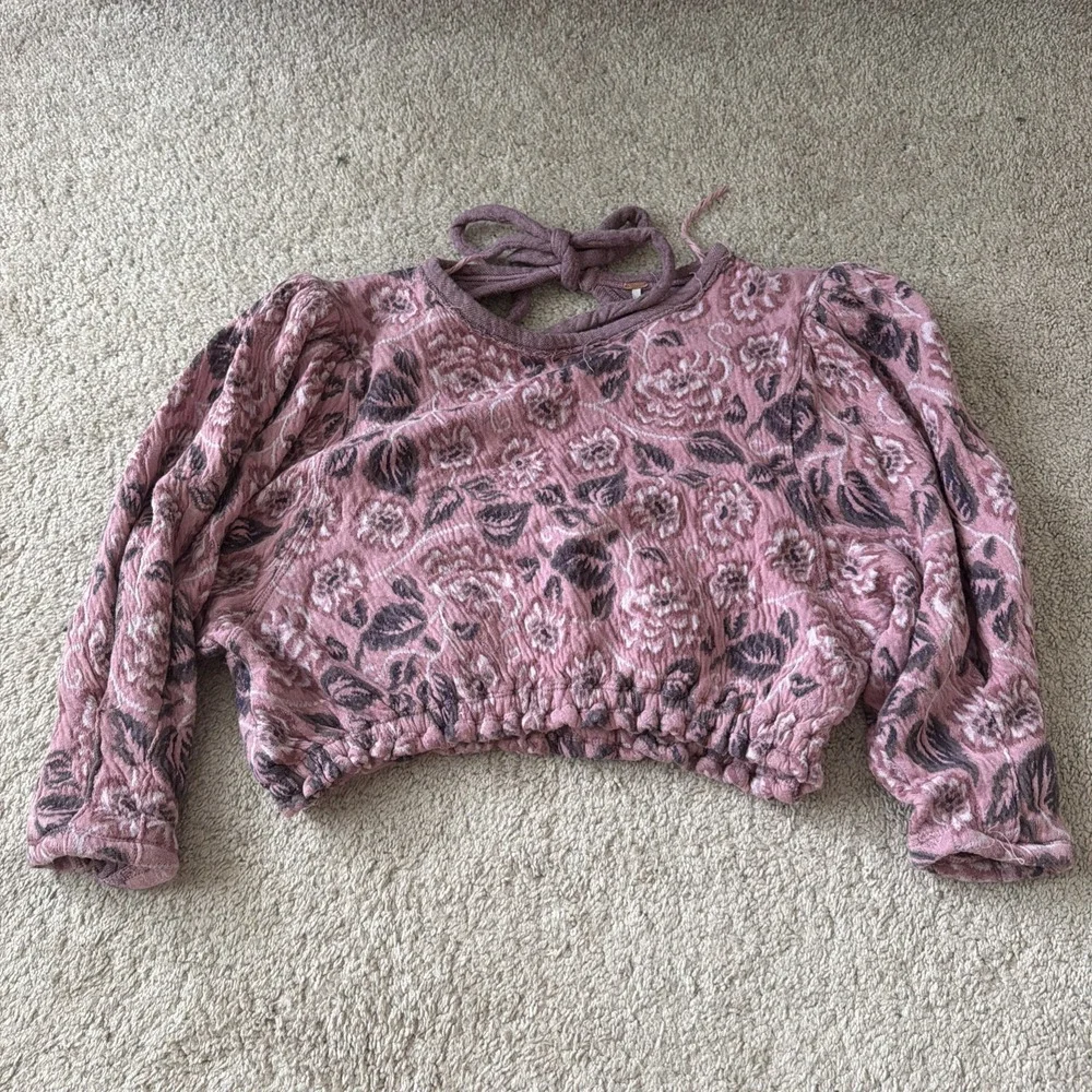 Free People FP Womens No Ordinary Top in Dusty Rose Combo Size L 3/4 Sleeve